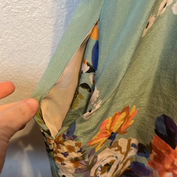 ANTHROPOLOGIE ~ Moulinette Soeurs 100% silk Floral Lined Dress with Smocked Back - Picture 11 of 12